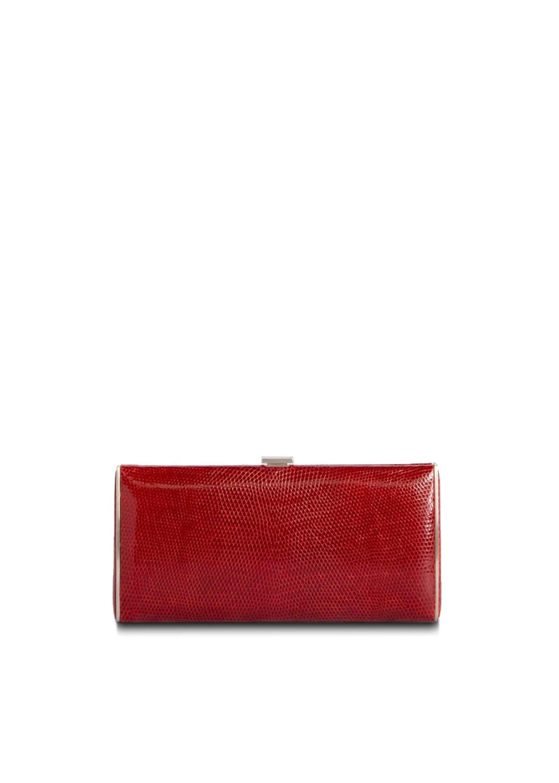Red Lizard Box Wallet, Front View - Darby Scott