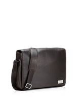 Side view of Brown Leather Penn Messenger Bag - Darby Scott