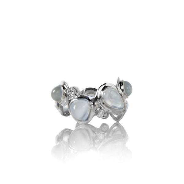 Moonstone and Diamond Mosaic Band set in Sterling Silver - Darby Scott