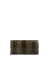 Bronze Green Ostrich Leg Box Wallet, Front View - Darby Scott