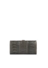 Grey Ostrich Leg Box Wallet, Front View - Darby Scott