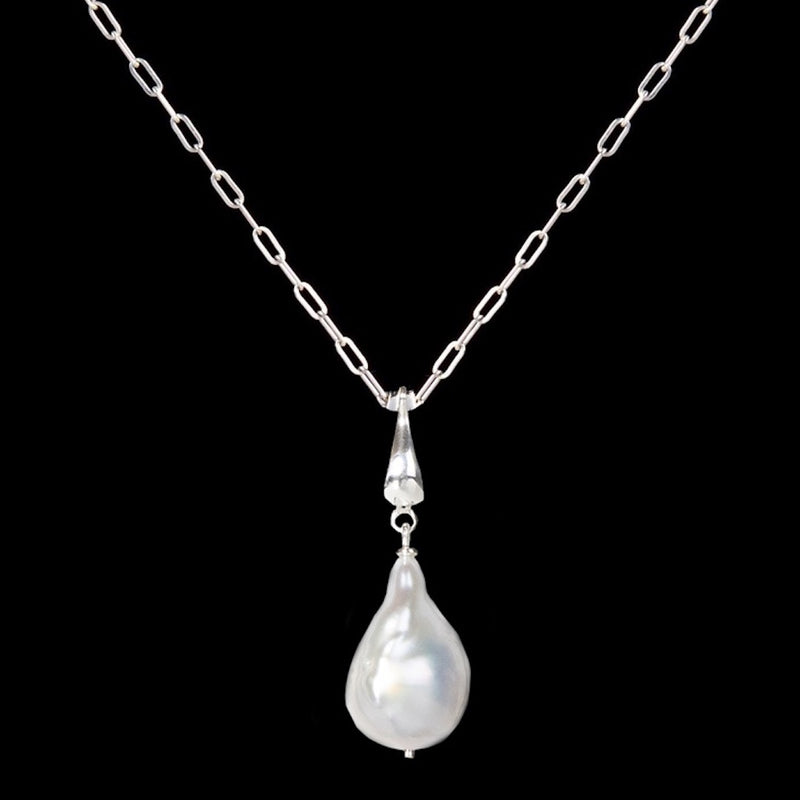 Baroque Pearl Charm Pendant on Sterling Silver Chain - Darby Scott