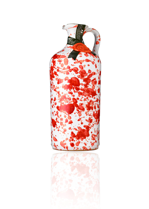 Hand-Painted ceramic decanter in red and white