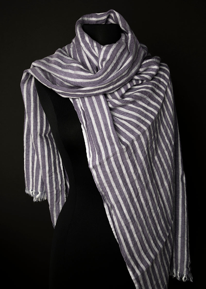 Wrapped Striped Linen Scarf - Darby Scott