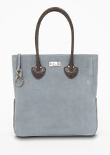 Blue Suede Essex tote With Key-Fob and Sterling Monogram Plate - Darby Scott