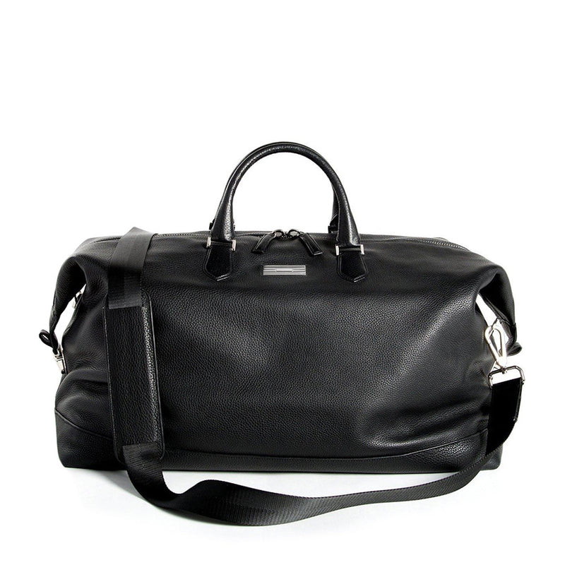 Black Pebble Leather Aspen Travel Duffle Bag- Darby Scott