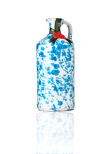 Hand-painted ceramic decanter in turquoise and white